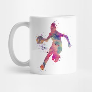 Girl Basketball Dribble Watercolor Silhouette Mug